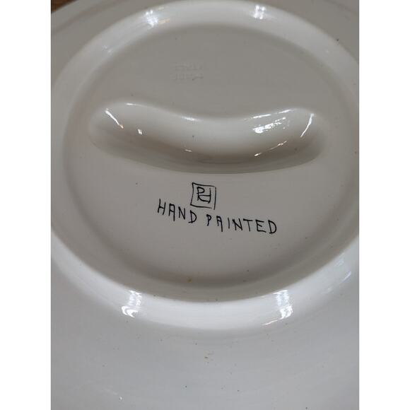 Italian Porcelain Circular Divided Serving Platter Hand Painted Fruit Signed - Picture 5 of 16